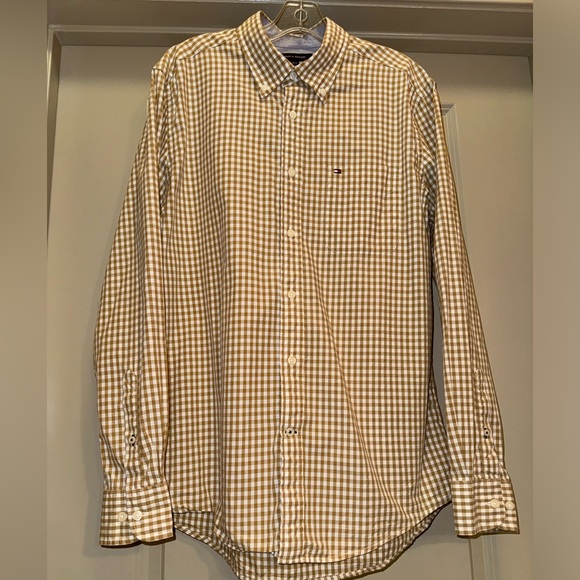 TOMMY HILFIGER Brown Plaid Gingham Button Down Shirt size M - Picture 4 of 10